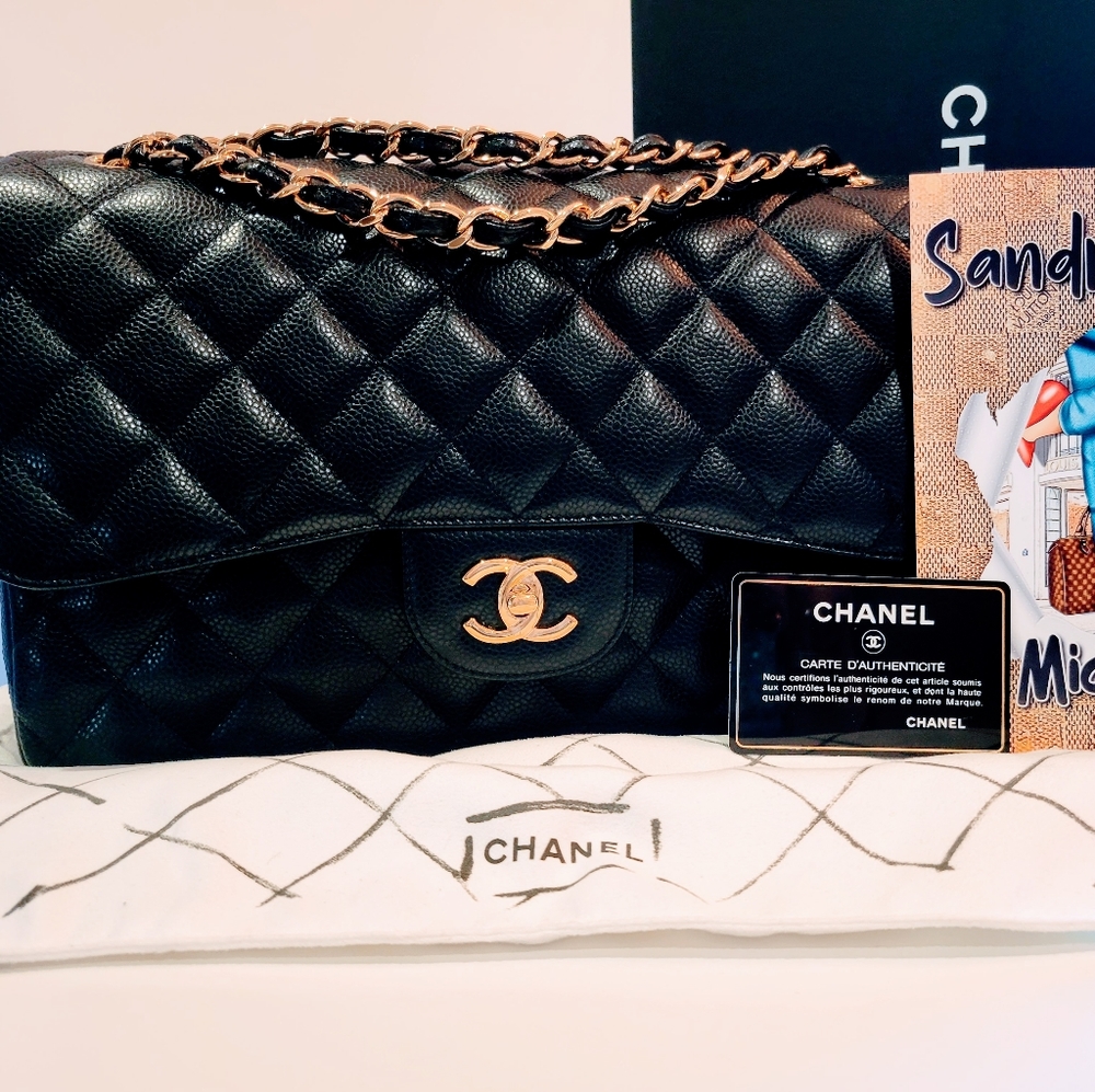 🔥🔥 $$ SOLD $$ CHANEL CAVIAR DF JUMBO GHW~FULL SET & ENTRUPY 🔥🔥